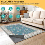 Waterproof Rug Pad, 9x12 ft Under Area Rug Carpet Pad, Non Slip Felt Rug Pads for Hardwood Floors, Keep Carpets in Place Soft and Prevent Rug from Wrinkling or Buckling