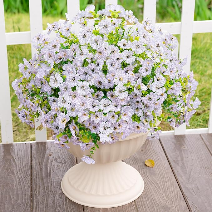 Artificial Fake Flowers Plants for Outdoors Spring Summer Decoration,Faux Flowers Silk Daisy Plants Greenery Realistic UV Resistant for Outside Planters Front Porch Patio Boxwood 16 Bundles Home White