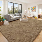 OLANLY 9x12 Machine Washable Large Area Rugs for Living Room, Bedroom, Soft Fluffy Shaggy Bedside Rug, Indoor Floor Carpet for Kids Girls and Boys, Dorms, Nursery, Home Decor Aesthetic, Taupe