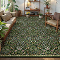 Moynesa Floral 10x14 Area Rugs for Living Room, Green Extra Large Rug for Bedroom Boho Washable Dining Room Rug, Non Slip Ultra Thin Soft Floor Carpet for Home Office Farmhouse, Green