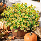 Artificial Flowers for Outdoors Daisy 12 Bundles for Home Decoration, Faux Flower Fake Plants Outside Decoration with Eucalyptus UV Resistant for Planter Porch Patio Yard Garden Yellow