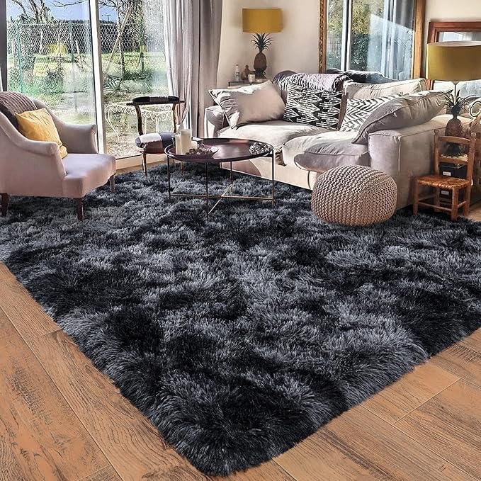 Rugs for Bedroom 4x6, Soft Shaggy Modern Shag Area Rug for Living Room, Upgrade Non-Slip Plush Fluffy Carpet for Kids Boys Girls Room Home Decor Aesthetic, Dark Grey