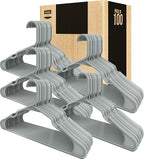 Utopia Home Plastic Hangers 100 Pack - Perfect Space Saving Clothes Hanger - Durable and Strong - Perfect Closet Organizers with Shoulder Grooves (Grey)