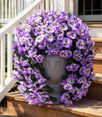 HyeFlora Artificial Flowers for Outdoors 2pcs Faux Silk Pansy Vines Lush UV Resistant Fake Hanging Flower Plants for Outside Porch Yard Patio Window Box (Light Purple)