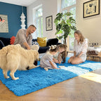 OLANLY 2x8 Machine Washable Runner Rugs for Hallway, Soft Fluffy Shaggy Bedside Rugs for Bedroom, Living Room, Indoor Floor Carpet for Kids Girls and Boys, Home Decor Aesthetic, Bright Blue