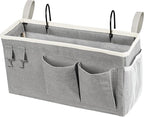 Loghot Bedside Caddy/Bedside Storage Bag Hanging Organizer for Bunk and Hospital Beds,Dorm Rooms Bed Rails,Can be Placed Glasses,Books,Mobile Phones,Keys (Grey)