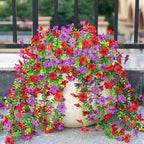 Artificial Hanging Flowers for Outdoors Fake Plants Decoration, 2 Packs Faux Silk Daisy Flower Realistic Outdoor Flowers UV Resistant Porch Patio Window Yard Indoor Spring Decor(Red Purple)