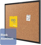 Quartet Cork Bulletin Board 60"W x 36"H Pin Board, Black Aluminum Frame (2305B)