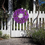 20 Inch Spring Summer Floral Wreath, Violet Artificial Silk Flowers with Green Eucalyptus Leaves, Farmhouse Faux Greenery Wreath for Front Door Outdoor Wall Wedding Home Decor
