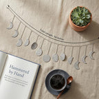 Moon Phase Garland Sliver Hammered Metal - Celestial Boho Wall Hanging Decor Moon Phases Ornament for Bedroom Aesthetic Above Bed Living Room Home Decor