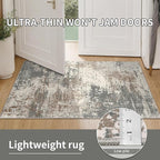 Ciicool Modern Abstract Area Rug 2x3 Washable Small Entryway Rugs, Non-Slip Low Pile Throw Rug, Thin Kitchen Bathroom Rug, Grey Brown Floor Carpet for Entrance Living Room Bedroom Indoor Door Mat