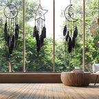 Jetec 3 Pcs Dream Catcher Moon Sun Star Design Handmade Traditional Craft Ornament Wall Art Hanging Home Decoration for Bedroom Room Decor Wedding Halloween Christmas Decorations Gift(Black)