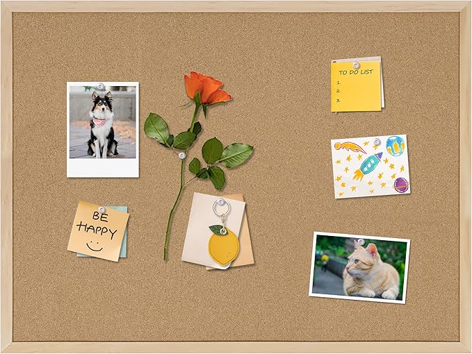 DAHAPYBOO Cork Board Bulletin Board,24x18 Cork Board for Office with Pin Oak Wood Boards,Message Board or Vision Board Decoration.