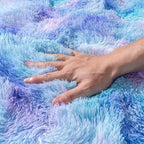 Small Rugs for Bedroom, Fluffy 2x3 Rug Throw Non Slip for Bedside Dorm Kids Room, Plush Comfy Shag Carpet for Home Decor Aesthetic, Rainbow Purple