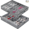INAYA Under Bed Shoe Storage Organizer 2 Pack, Fits 32 Pairs, Large Underbed Shoe Box Storage Containers, Clear Foldable Shoes Organizer Under the Bed Sturdy Structure with Hard Bottom Support