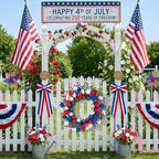21" Patriotic Wreath for Front Door 4th of July Wreaths with Red White Blue Tulip Flowers&Berry for 250th Anniversary USA Memorial Day, Independence Day Home Porch Wall Outdoor Farmhouse Decoration