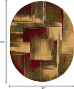Unique Loom Barista Collection Area Rug - Timor (7' 10" x 10' Oval, Multi/Red)