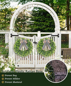 24-26'' Large Boxwood Wreath for Front Door, Porch, Window - Foldable Greenery Boxwood Wreaths for Farmhouse Wedding Indoor Outdoor Decor - Spring, Summer, Fall, All Seasons (with Bow)