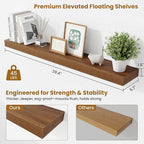 Fun Memories 40 Inch Floating Shelves, Long Wood Wall Shelf Set of 2 with Invisible Brackets, for Bathroom, Living Room, Bedroom, Kitchen, Walnut