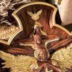 BGCOPPER Saint Michael Cross Wall Decor, Wooden Holy Trinity Crucifix Wall Cross, Jesus Cross for Wall Hanging Christmas Gift (10 Inch)