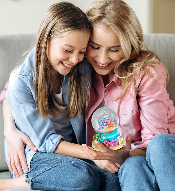 CoTa Global Cool Summer Beach Sandals Snow Globe - Sparkling Snow Glitter Globe Figurine with Flip Flop Decor, Collectible Novelty Ornament for Office or Home Decor - 65mm