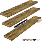 Sorbus Floating Shelves for Wall - 48 Inch Long Bathroom Shelves, Wall Decor for Bedroom, Kitchen, Living Room & Book Storage - Mounted Floating Shelf with Invisible Brackets (Rustic Brown, 3 Pack)