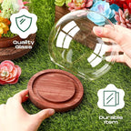 Tuanse 4 Pieces Glass Dome Display Showcase Glass Globe and Display Dome with Wood Base DIY Craft Keepsake Globe Case Gifts for Women Wedding Tabletop Centerpiece Decoration(Brown)