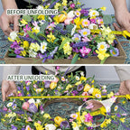 LLZLL Spring Wreath 22 inch Indoor Summer Wreaths Artificial Spring Wreaths for Front Door, Tulip Wreath with Daisy and Lavender for Home Holiday Decor