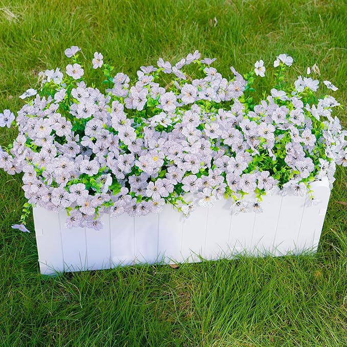 Artificial Faux Flowers Plants for Outdoors Spring Summer Decoration,12 Bundles Realistic Fake Plants Silk Daisy Flowers UV Resistant Greenery for Outside Planters Front Porch Patio Garden Home(White)