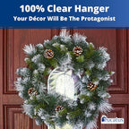 Non-Scratch 100% Clear 12In Xmas Wreath Hanger 1Pk. Best Long Hooks for Indoor or Outdoor Holiday Home Decor. Slim Christmas Wreaths Holders Hang Fall Halloween Decorations Over Front or Storm Door.