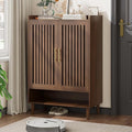 Shoe Cabinet, Large 6-Tier Shoe Storage Cabinet with Louvered 2 Doors, 44" Tall Freestanding Entryway Shoe Cabinet with Adjustable Shelves, Modern Shoe Organizer Cabinet, Shoe Rack Cabinet (Walnut)