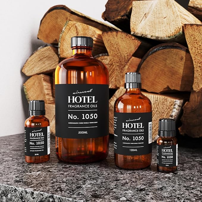AirScent Warm Vanilla Hotel Diffuser Oil No. 1050 - Marshmallow Vanilla Tonka Bean - Premium Fragrance Oil for Ultrasonic and Waterless Diffusers and Crafting - 30 mL, 1 fl oz Dropper Bottle