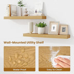Fun Memories Floating Shelves 30 Inch, Wall Mounted Wood Shelf Set of 2, Farmhouse Decor for Bathroom, Bedroom, Kitchen, Living Room, Oak