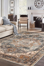 Keen Home Design 4x6 Rug - Machine Washable Area Rug with Non-Slip Backing, Ideal for Living Room, Dining Room, Bedroom - Vintage, Easy Clean, Durable, Low Pile Rug - (4' x 6')