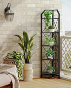 CHOEZON 5-Tier Corner Shelf, Industrial Corner Bookshelf, 59.4" Corner Storage Stand, Plant Stand Display Shelf, Corner Bookcase for Bedroom, Living Room, Home Office, Black TCJ10BB