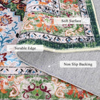 U'Artlines Washable Boho Area Rug, 2x3 Small Soft Non Slip Vintage Doormat for Indoor Front Door Green Mat Carpet for Entryway Kitchen Bathroom Bedroom