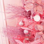 SLK 16-Pack Artificial Glitter Berry Stem Ornaments, Christmas Decorative Glittery Twigs, Picks, Branches for Tree, Wreath, Small Vase, Halloween Party (Pink)