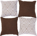 HPUK Decorative Throw Pillow Covers Set of 4 Geometric Design Linen Cushion Cover for Couch Sofa Living Room, 20"x20" inches, Chocolate