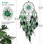 Large Green Leaf Weed Dream Catchers for Bedroom Adult Green Boho Dream Catcher Wall Decor Dorm Living Room Hanging Decoration Festival Gifts