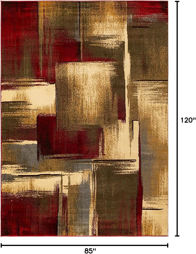 Unique Loom Barista Collection Area Rug - Timor (7' 1" x 10' Rectangle, Multi/Red)
