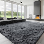 OLANLY 8x8 Machine Washable Large Area Rugs for Living Room, Bedroom, Soft Fluffy Shaggy Bedside Rug, Indoor Floor Carpet for Kids Girls and Boys, Dorms, Nursery, Home Decor Aesthetic, Grey