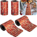 Iceyyyy 4 Pcs Christmas Village Red Brick Road-47.2 x 4.7 Inch Cuttable Christmas Village Landscape Road-Miniature Xmas Villages Accessories for DIY Home Garden Street Landscape Decorations