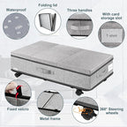 Under Bed Storage with Wheels, Rolling Underbed Storage Containers with Lids, Under Bed Shoe Storage Bins Organizer with Reinforced Metal Bottom Support and Three Handles
