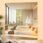 Hasipu Home Gym Mirror, 67"x28" Each, 2-Pack Frameless Wall Mounted Mirrors with Glass Clamps & 1 Aluminum Rail, Large Body Mirror for Home Gym, Yoga Studio, Bedroom, Silver Tempered Glass
