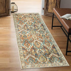 Keen Home Design 2x12 Rug - Machine Washable Runner with Non-Slip Backing, Ideal for Hallway, Entryway, Kitchen, Laundry Room - Vintage, Easy Clean, Durable, Low Pile Rug - (2'6" x 12')