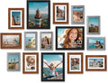 Vittanly 15 Pack Picture Frames Collage Wall Decor, Multi Sizes Including 3pcs 8x10, 6pcs 5x7 and 6pcs 4x6 Photo Frames, Gallery Frame Set for Wall or Tabletop Display, Black, Walnut Brown and Grey