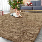 OLANLY 8x10 Machine Washable Large Area Rugs for Living Room, Bedroom, Soft Fluffy Shaggy Bedside Rug, Indoor Floor Carpet for Kids Girls and Boys, Dorms, Nursery, Home Decor Aesthetic, Taupe