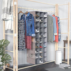 Libeder 30 Section Hanging Shoe Organizer for Closet, Hanging Closet Organizers with 6 Side Mesh Pockets, Shoe Storage Hanging Shoe Rack, Space Saving Shoe Holder
