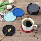ME.FAN Silicone Coasters with Holder,[6 Pack] Drinking Coasters - Cup Mat for Hot or Cold Drinks, Thickened, Non-Slip, Non-stick,Deep Tray Dusty Rose