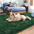 Rugs for Bedroom 4x6, Soft Shaggy Modern Shag Area Rug for Living Room, Upgrade Non-Slip Plush Fluffy Carpet for Kids Boys Girls Room Home Decor Aesthetic, Blackish Green
